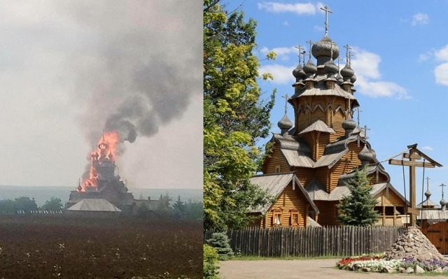 Светотатство! Путинистите подпалиха най-стария дървен православен храм в Украйна